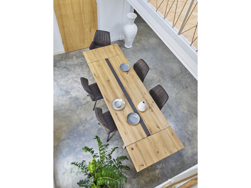 LINEA - Table repas rectangulaire insert béton 200 cm x 100  cm 