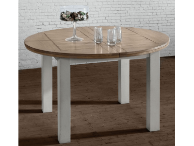 CANTIQUE - Table ronde une allonge de 39 cm chêne massif 