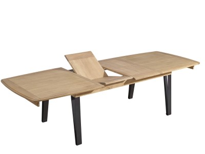 RAFFINE - Table pieds en métal 2 allonges de 46 cm existe en 3 finitions 